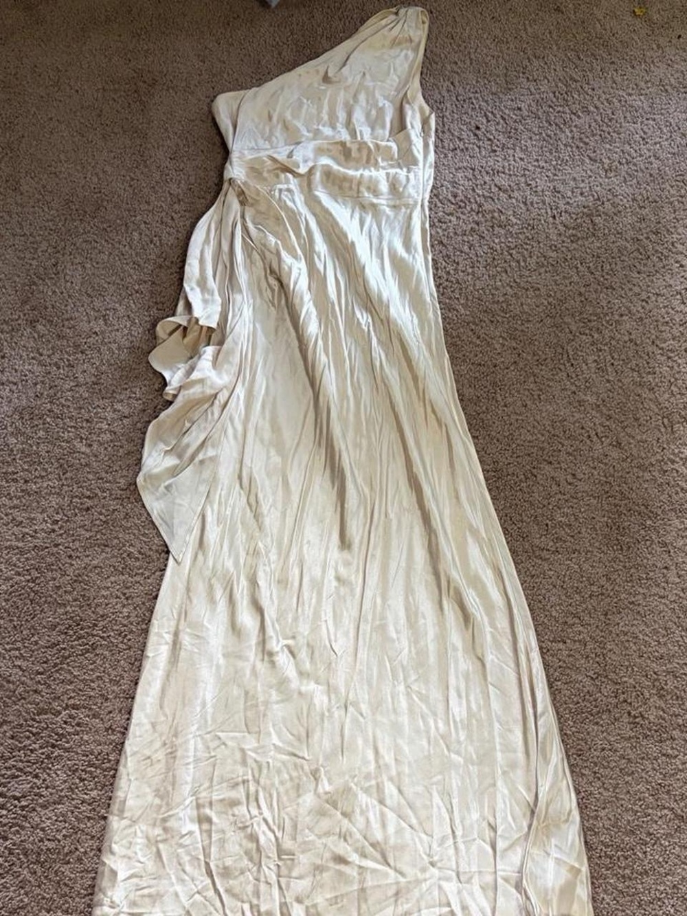 Meshki One-Shoulder Cream Satin Gown